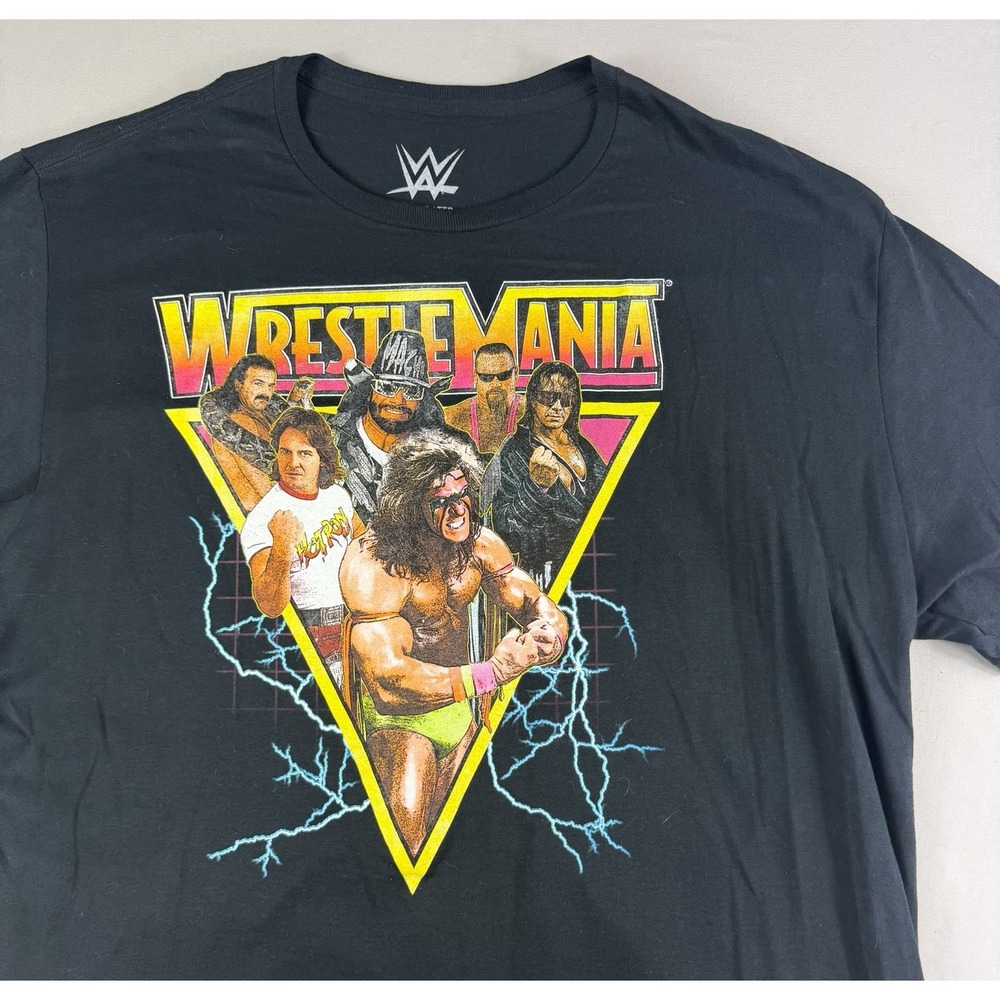 Wrestlemania black graphic ss t-shirt, men's xxl tee